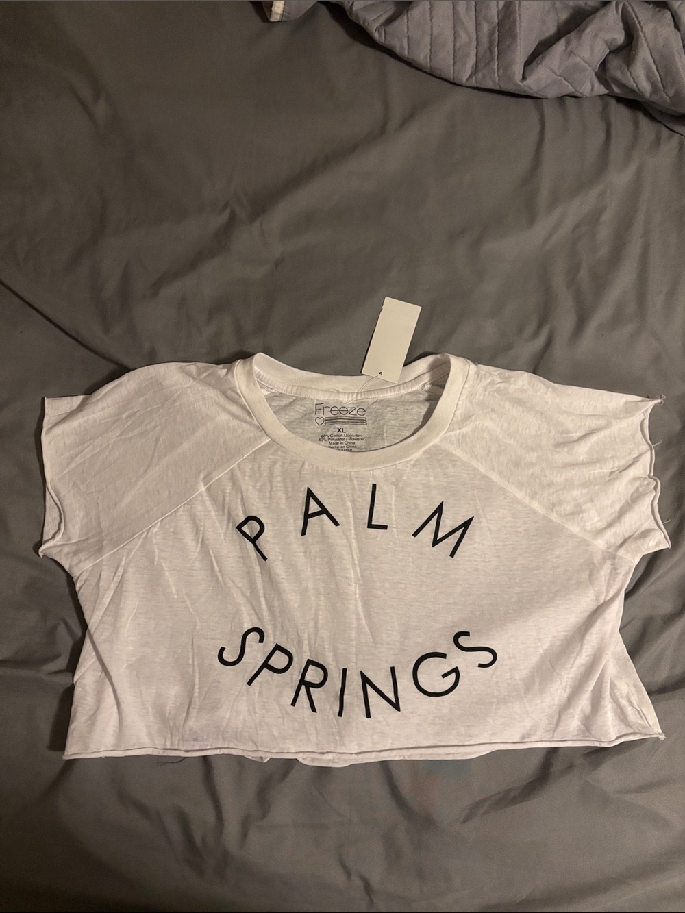 Freeze White Palm Springs Graphic Crop Top